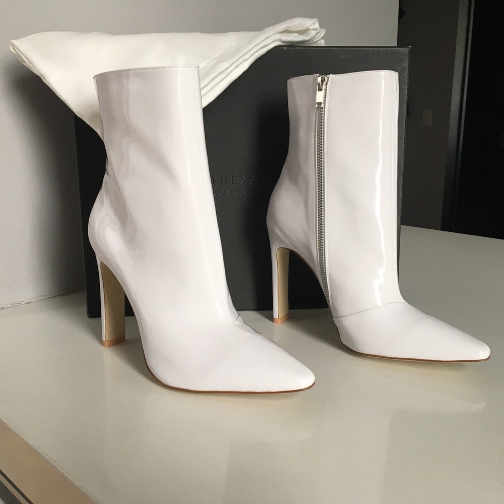 Topshop white patent leather bootie